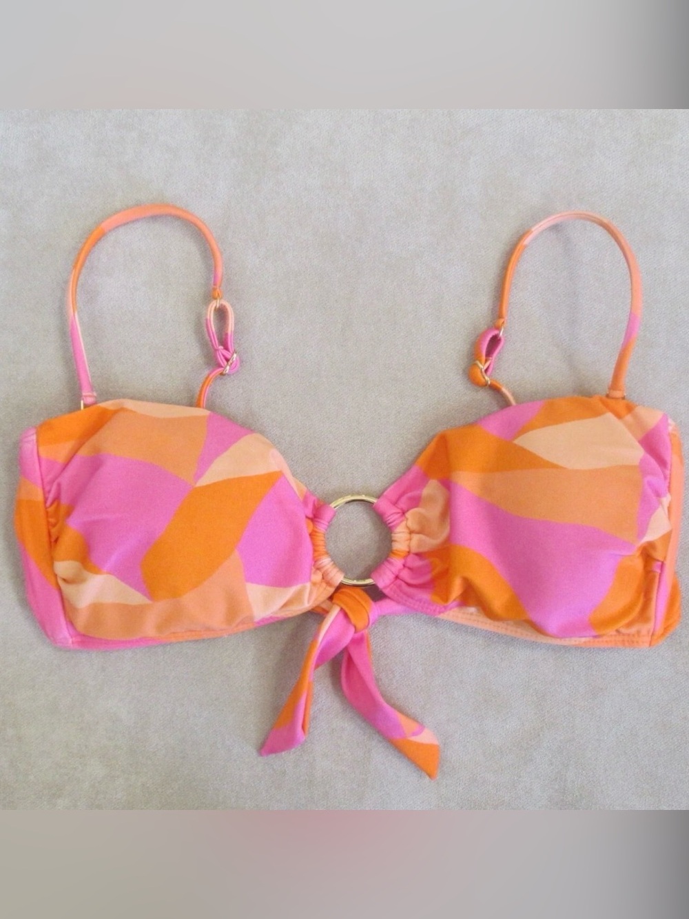 🩷ViX Paula Hermanny Martinica Greta Ring Bandeau Tie Back Bikini Top Size Large🧡